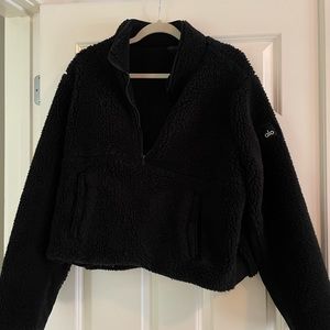 Alo Yoga Black Sherpa Quarter Zip
